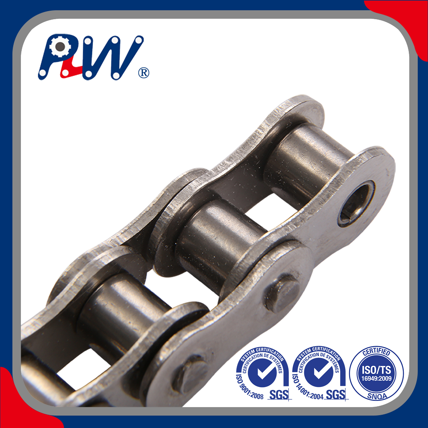Cadena de rodillos industrial de motocicleta de hardware Simplex de precisión de paso corto estándar ISO